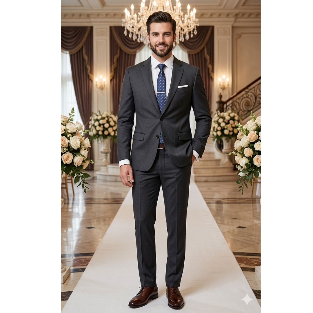 Grey Full Sleeve Collar Blazer