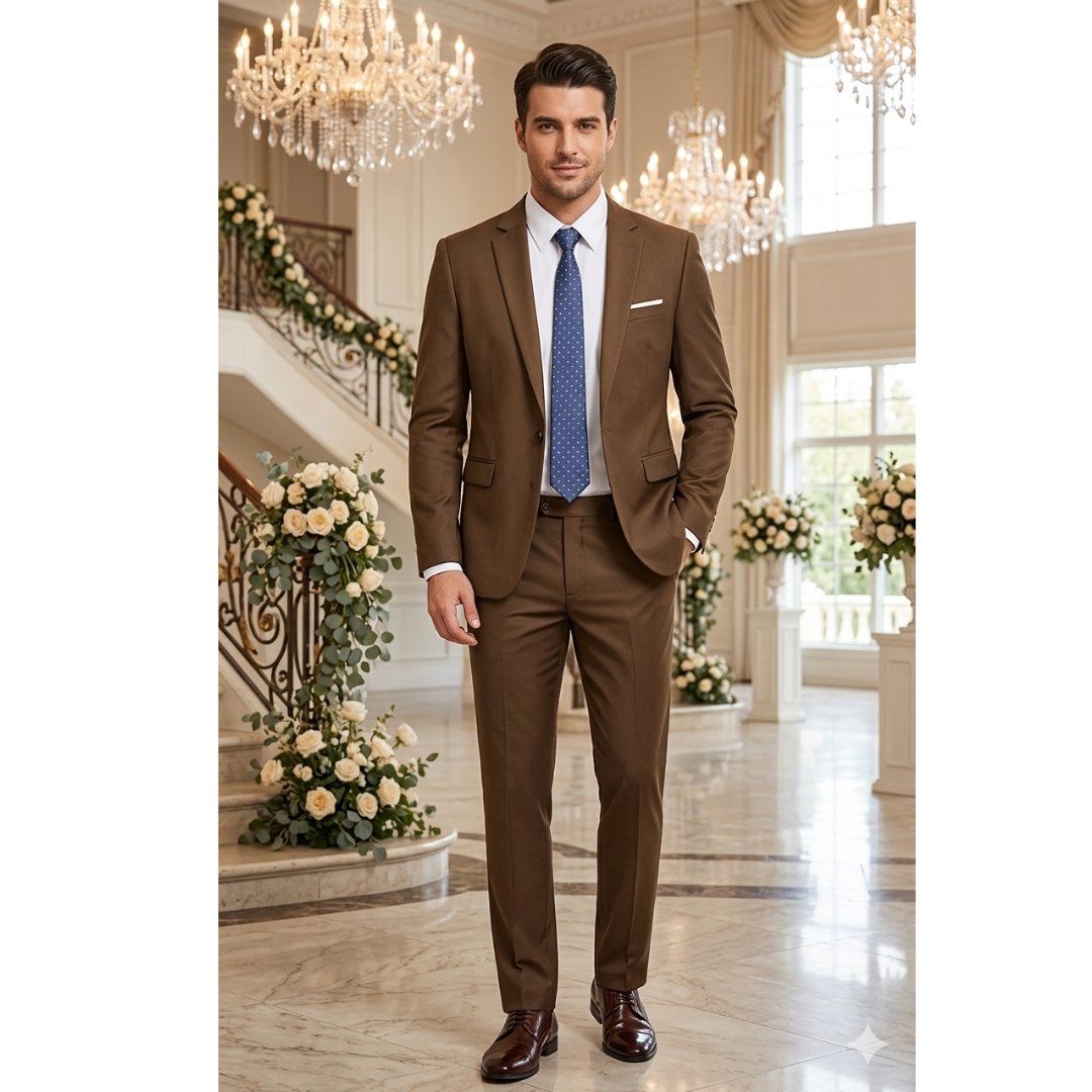 Brown Full Sleeve Collar Blazer