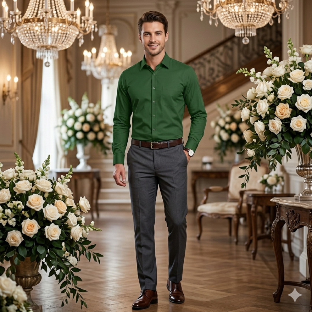 Green Full Sleeve Collar Shirt