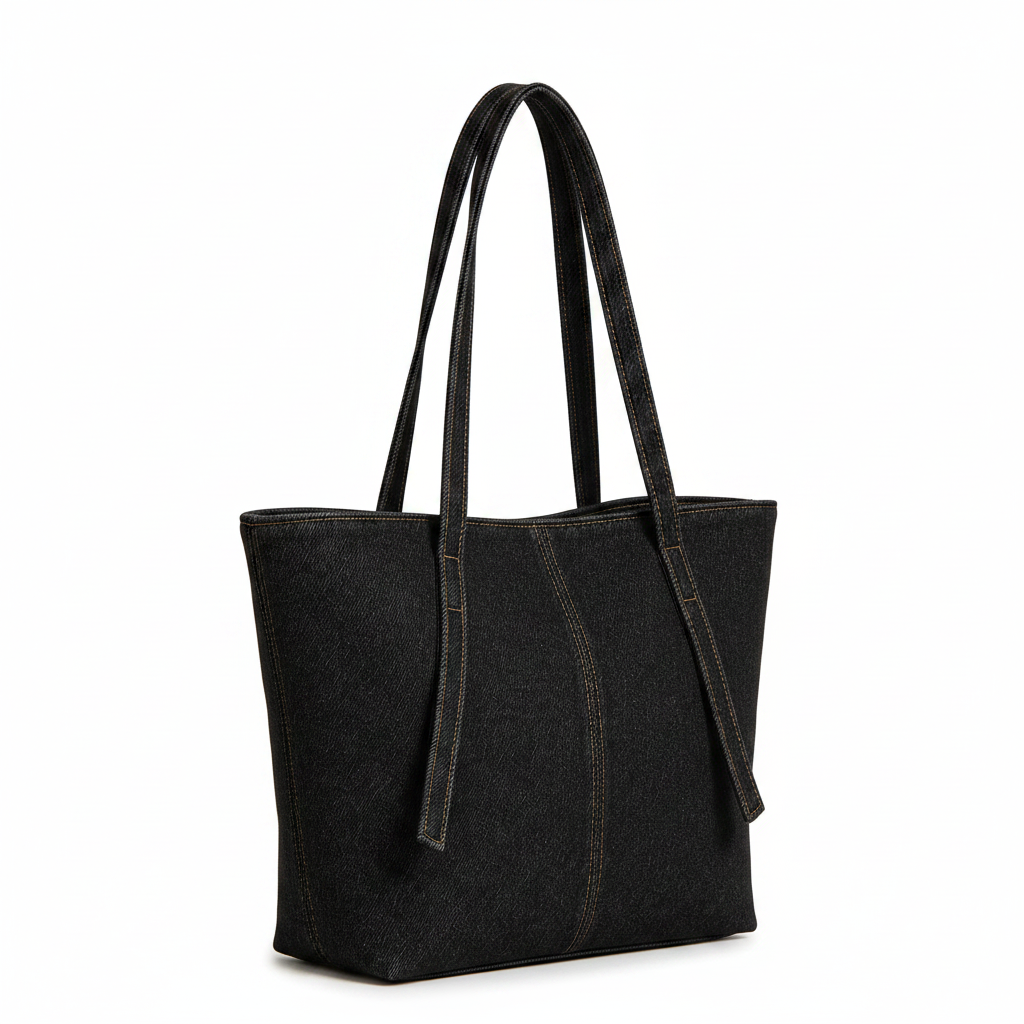 Black denim hand bags