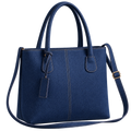 Classic Denim Blue Textured Satchel Tote Bag