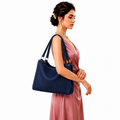 Luxury Navy Blue Denim Double Handbag