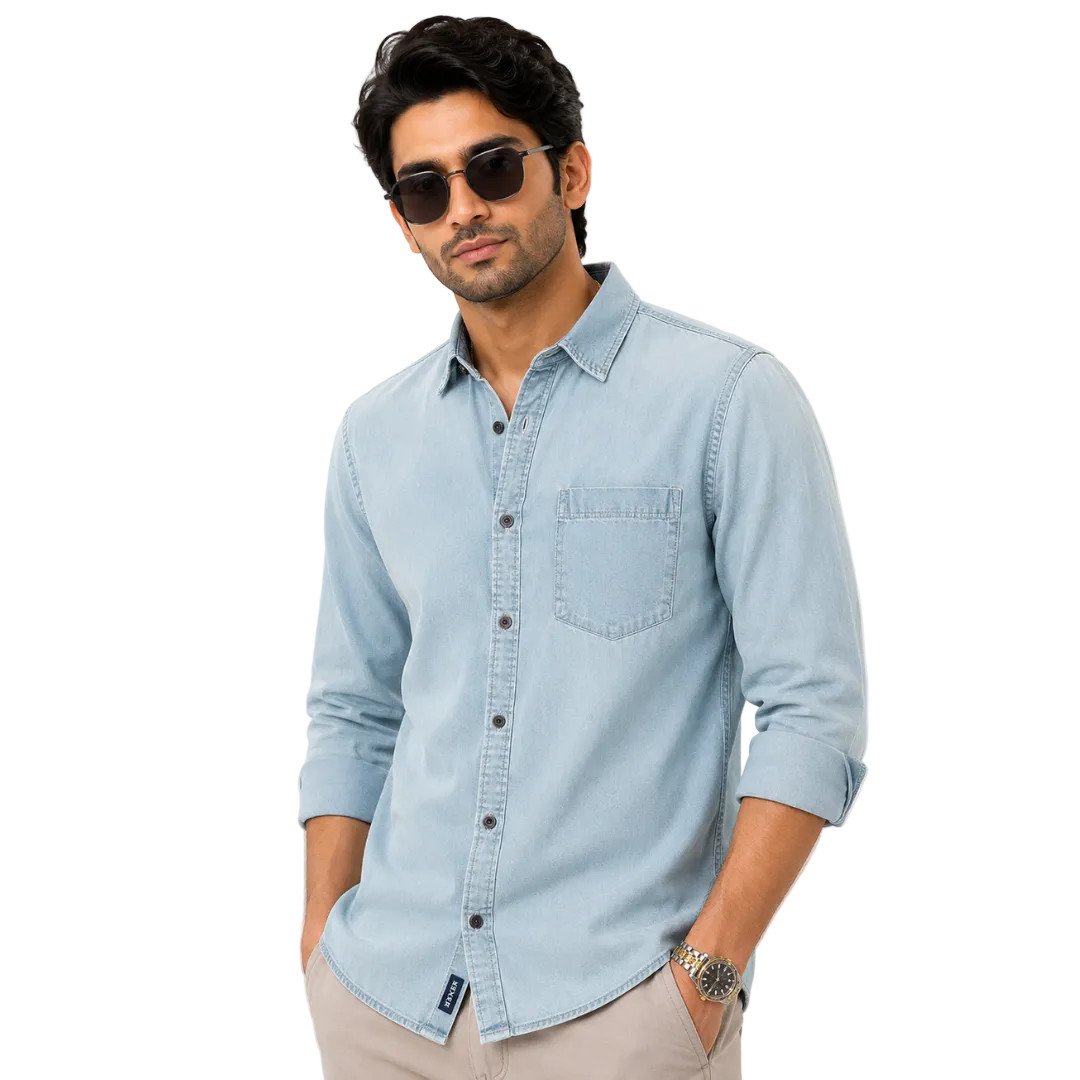 Light Blue Denim Shirt for Men