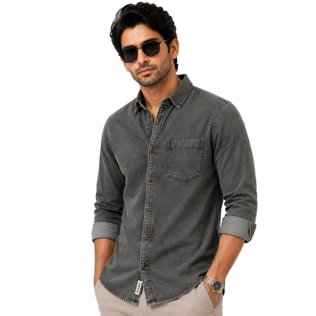 Men's Charcoal Black Denim Shirt