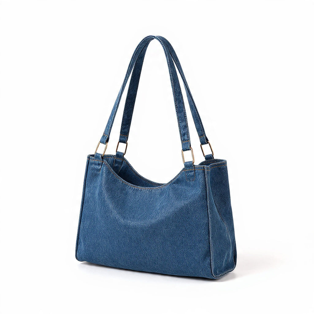 Luxury Blue Denim Double Handbag