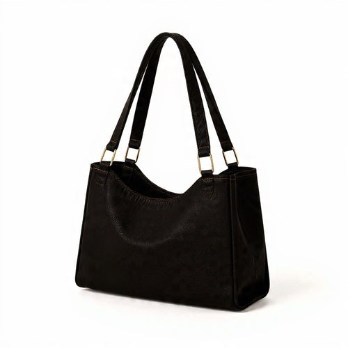 Dark Black Denim Double Handbag