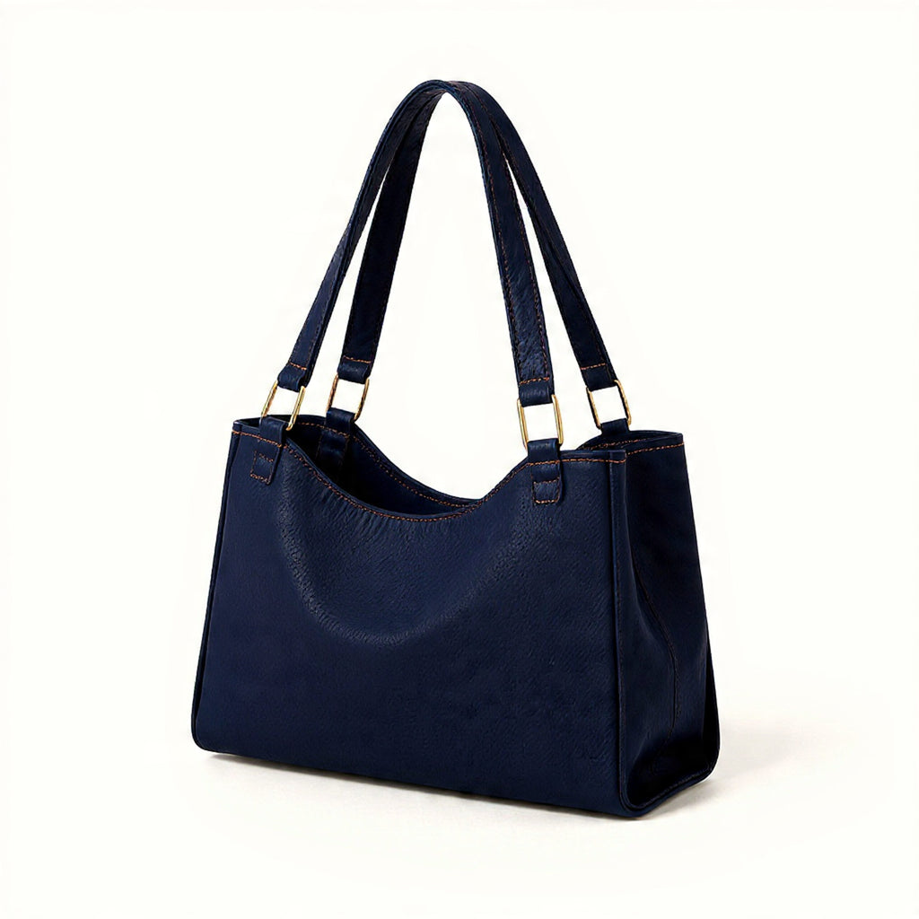 Luxury Navy Blue Denim Double Handbag
