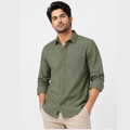 Men's Solid Sage Long-Sleeve Casual Denim Shirt