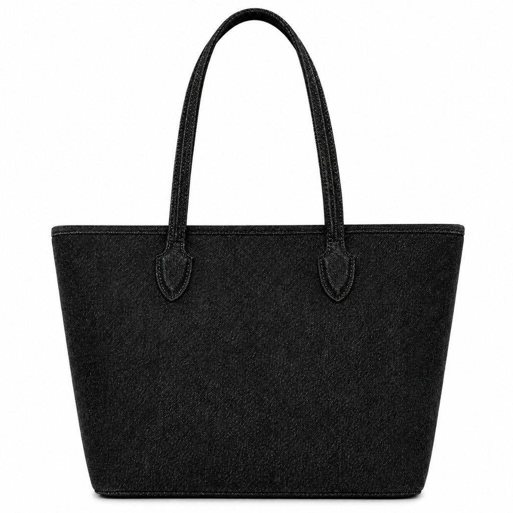 Classic Black Denim Shoulder Bag