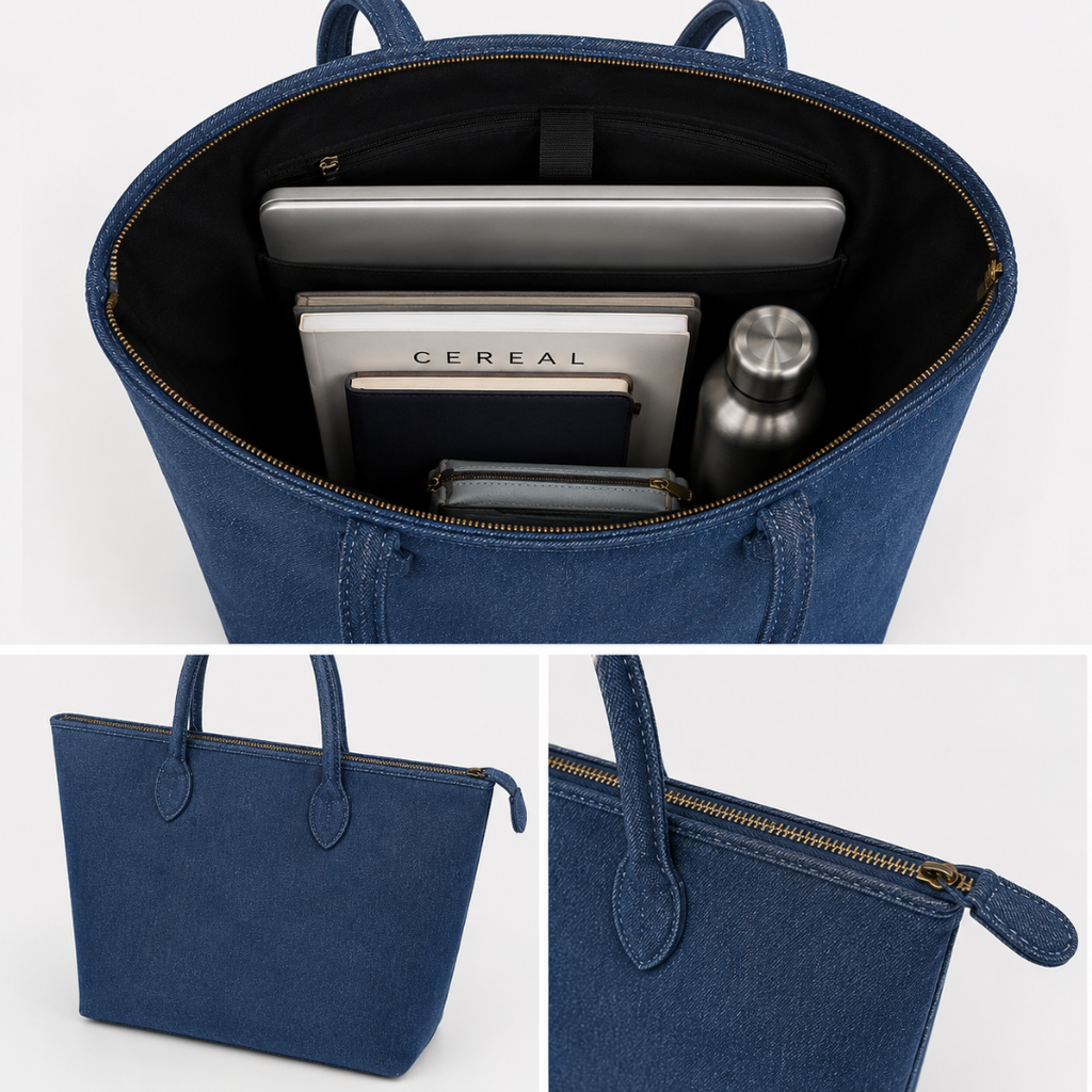 Classic Blue Denim Shoulder Bag