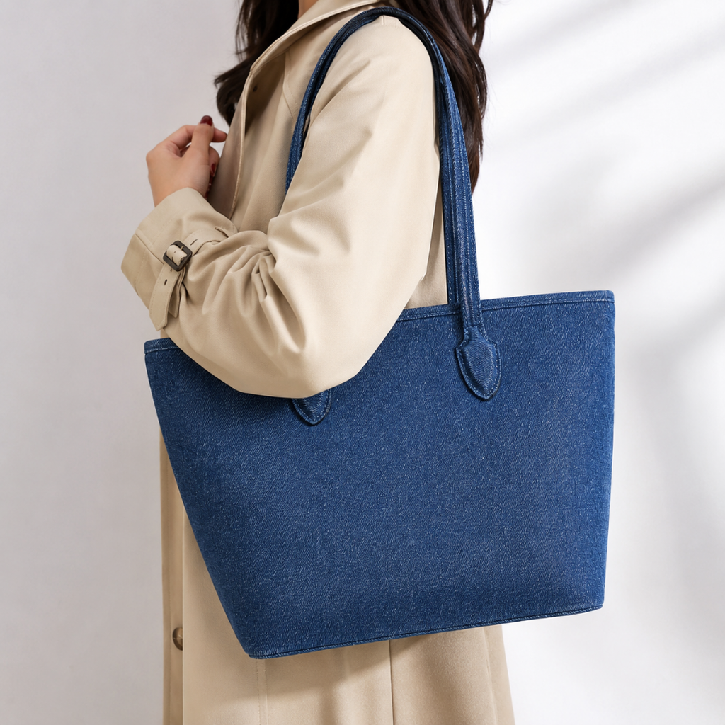 Classic Blue Denim Shoulder Bag