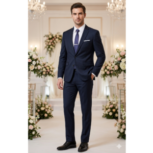 Azaxer Luxury Navy Blue Full Sleeve Collar Blazer– Official Casual Party Wear