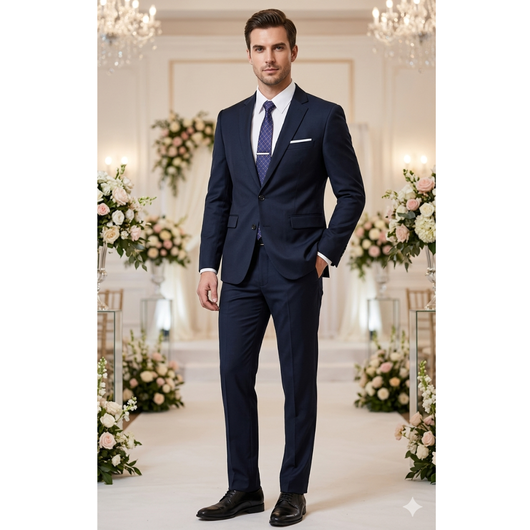 Azaxer Luxury Navy Blue Full Sleeve Collar Blazer– Official Casual Party Wear
