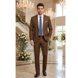 Azaxer Luxury Brown Full Sleeve Collar Blazer