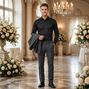 Azaxer Black Full Sleeve Collar Shirt – Official Casual Party Wear