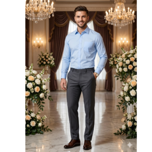 Azaxer Sky Blue Full Sleeve Collar Shirt – Official Casual Party Wear