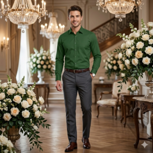 Azaxer Green Full Sleeve Collar Shirt – Official Casual Party Wear