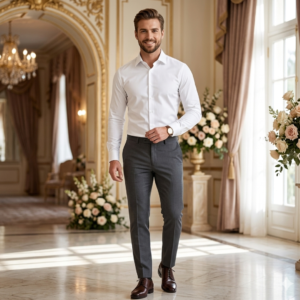 Azaxer White Full Sleeve Collar Shirt – Official Casual Party Wear
