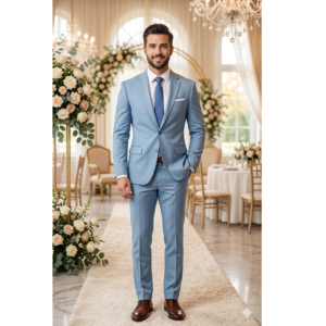 Azaxer Luxury Light Blue Full Sleeve Collar Blazer– Official Casual Party Wear